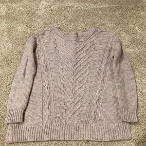 Women American eagle tunic overhead crewneck cable knit sweater pink purple m